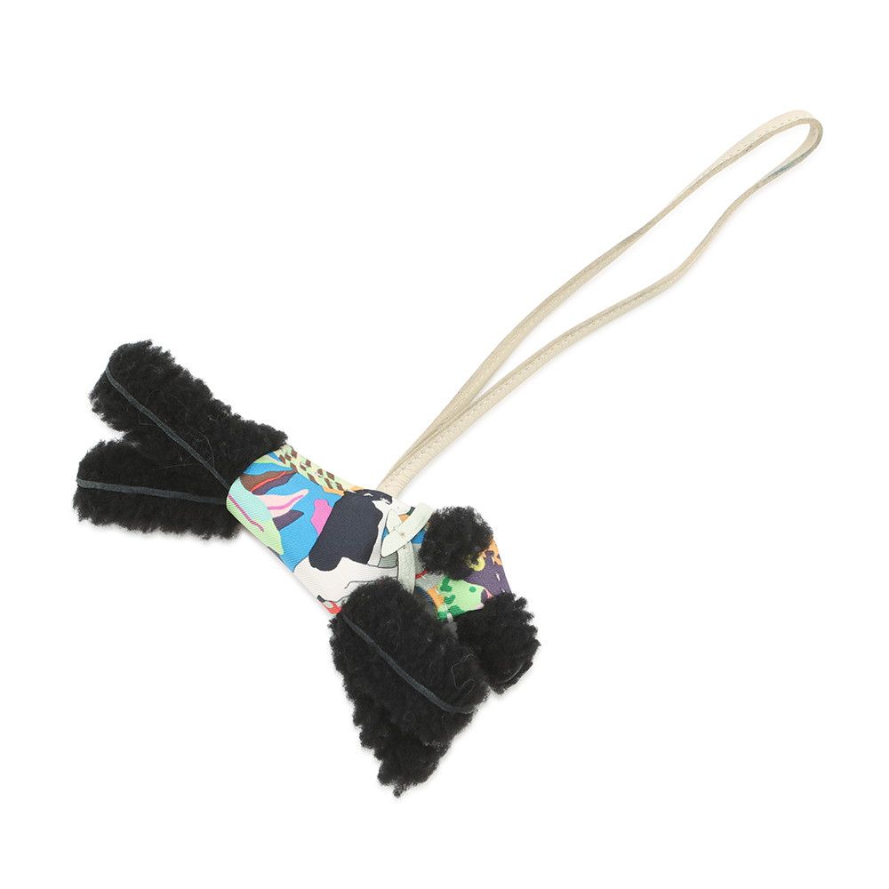 Hermes Bag Charm Buddy Aloha Black Cles Vert Fizz Lambskin Shearling — view 3