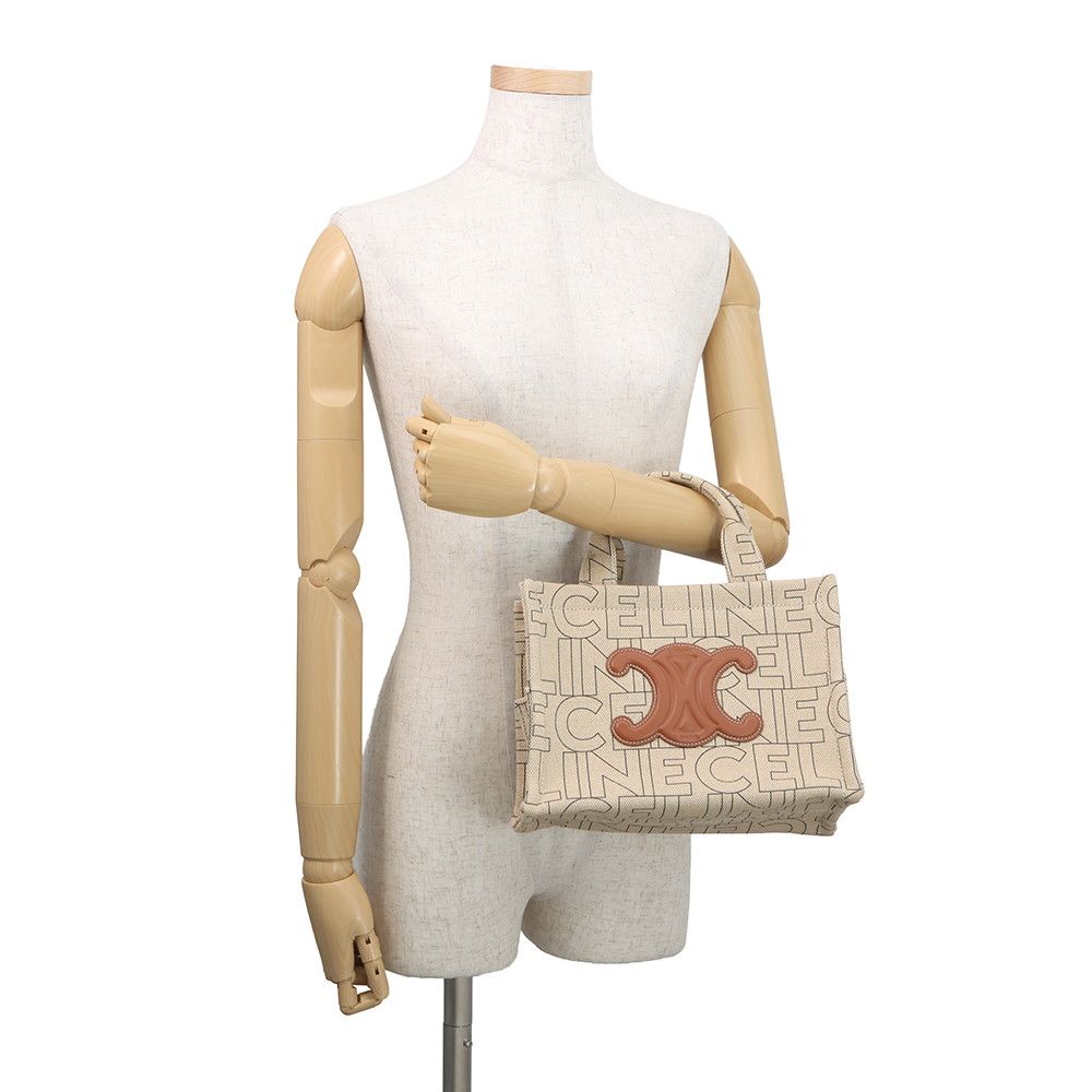 Celine Handbag Cabas Thais Small Logo Triomphe Canvas Leather Bag — view 5