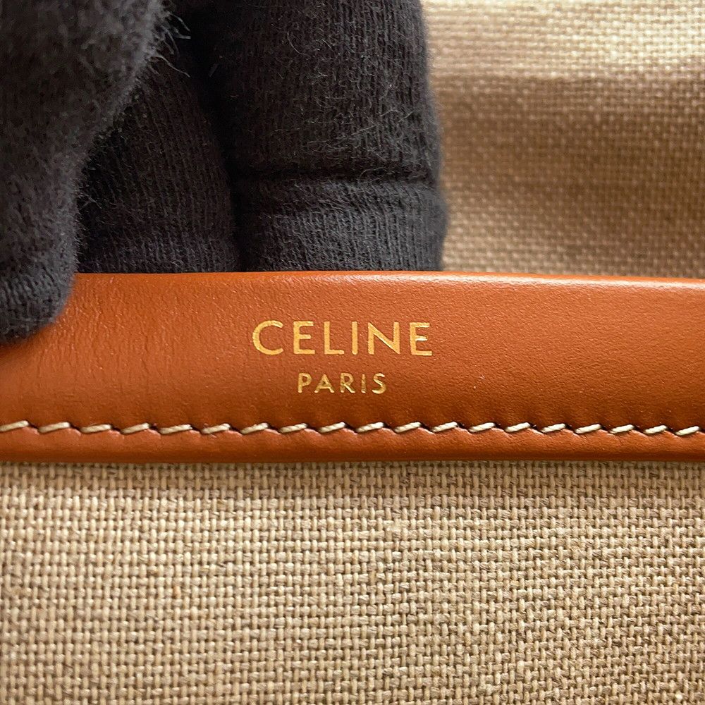 Celine Handbag Cabas Thais Small Logo Triomphe Canvas Leather Bag — view 9
