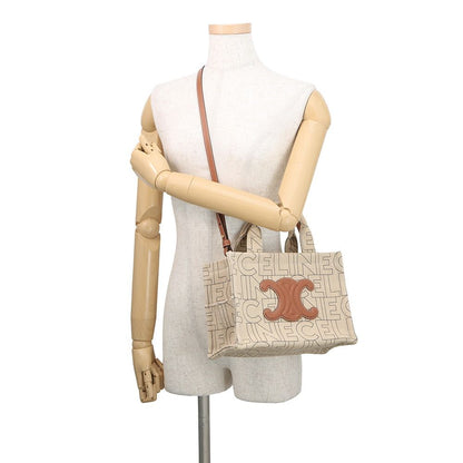 Celine Handbag Cabas Thais Small Logo Triomphe Canvas Leather Bag — view 4