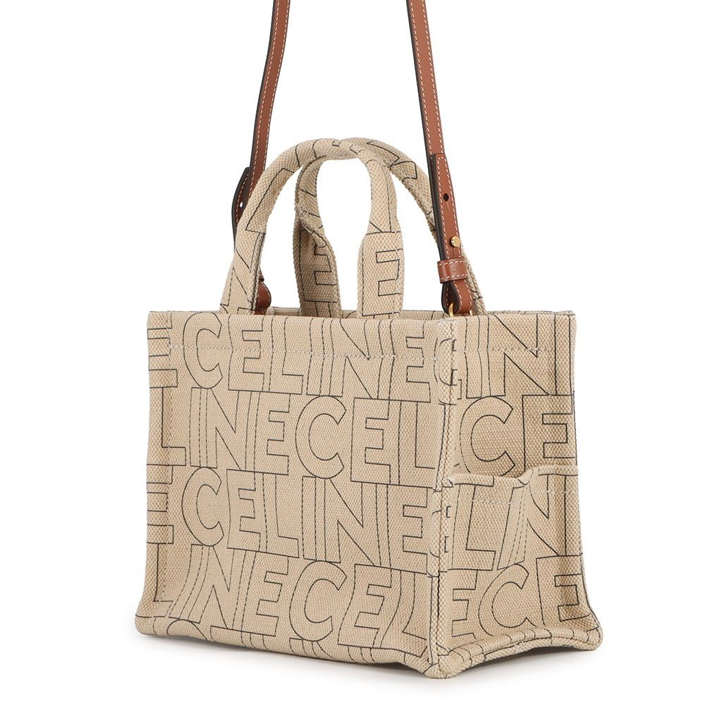 Celine Handbag Cabas Thais Small Logo Triomphe Canvas Leather Bag — view 2