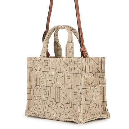 Celine Handbag Cabas Thais Small Logo Triomphe Canvas Leather Bag — view 2