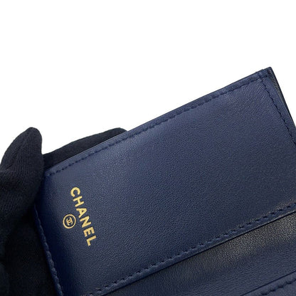 Chanel Trifold Wallet Quilted CC Logo Small Flap Caviar Leather — view 9