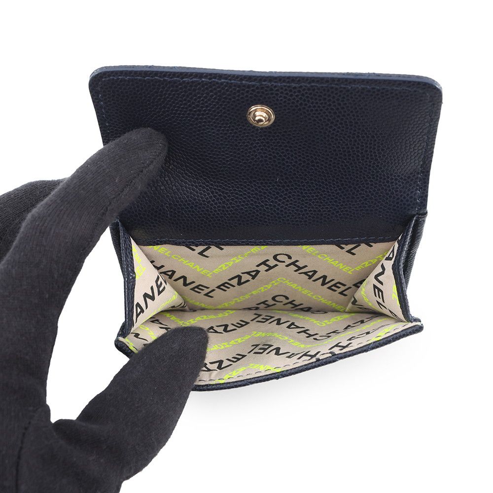Chanel Trifold Wallet Quilted CC Logo Small Flap Caviar Leather — view 6