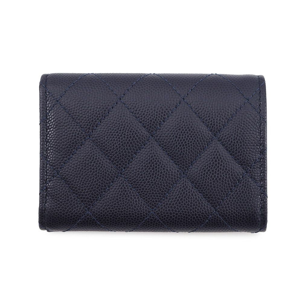 Chanel Trifold Wallet Quilted CC Logo Small Flap Caviar Leather — view 3