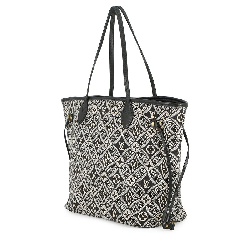 Louis Vuitton Tote Monogram Jacquard Neverfull MM Shoulder Bag Black — view 2