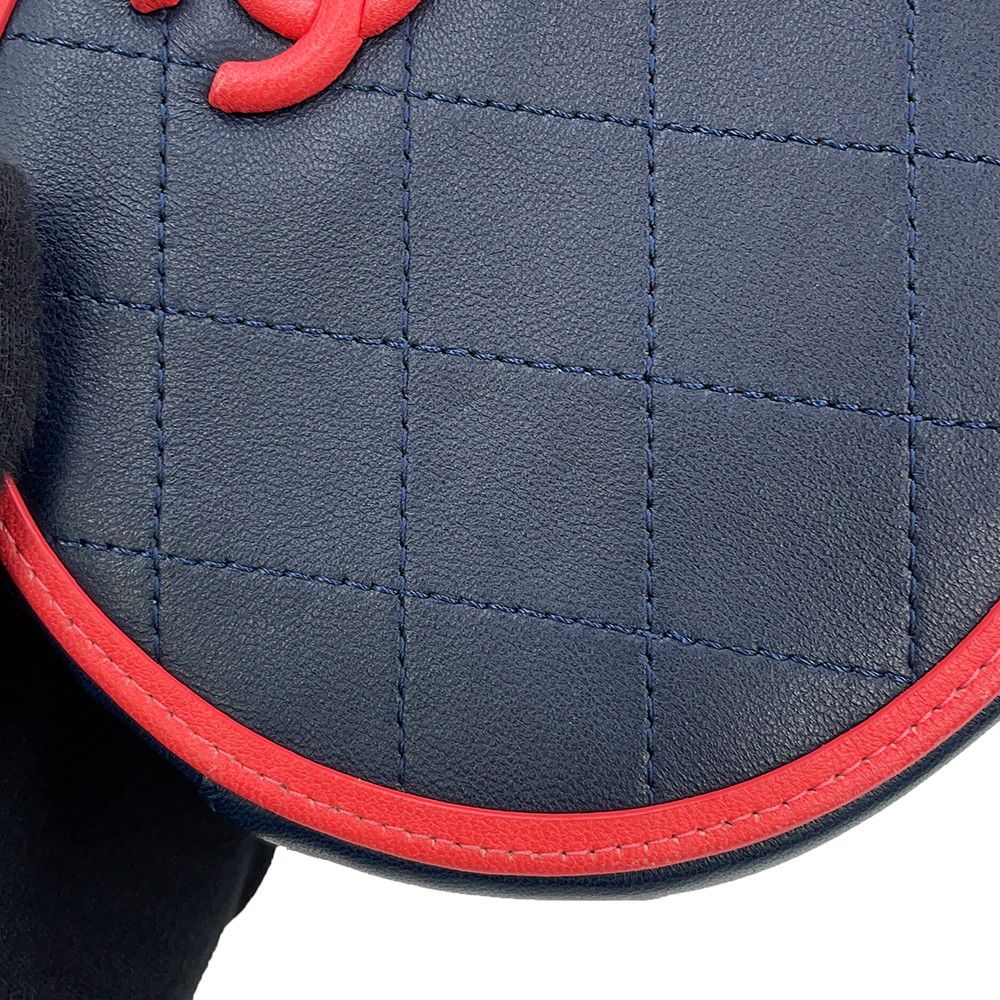 Chanel Chain Shoulder Bag Quilted CC Logo Round Lambskin — view 6