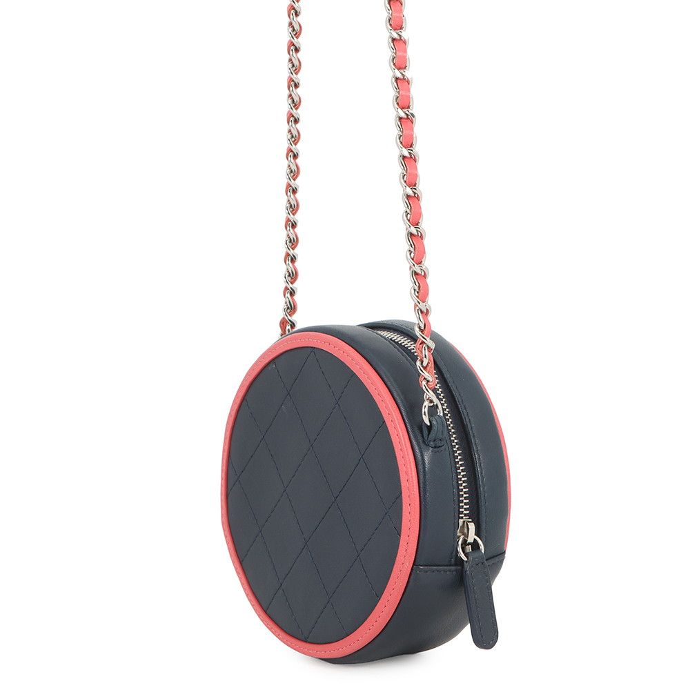 Chanel Chain Shoulder Bag Quilted CC Logo Round Lambskin — view 2