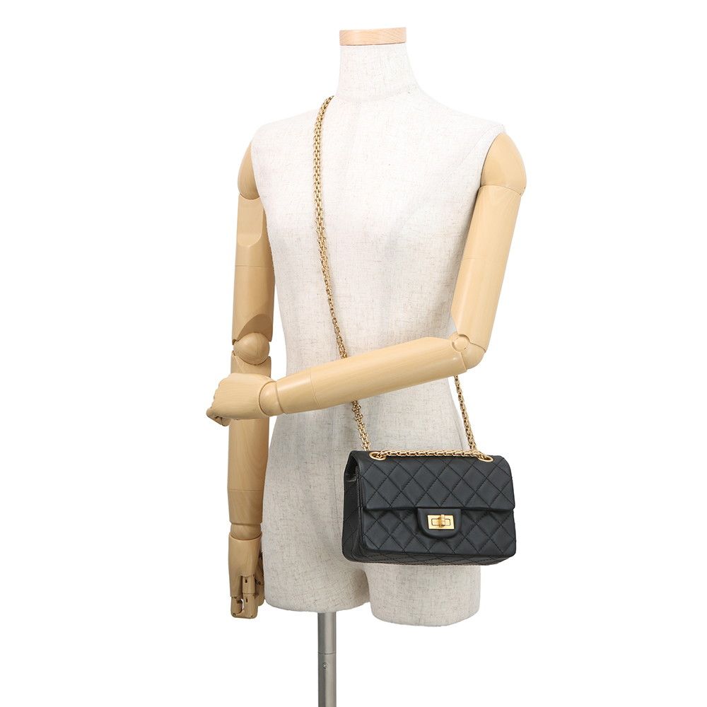 Chanel Chain Shoulder Bag Quilted 2.55 Mini Leather Black — view 5