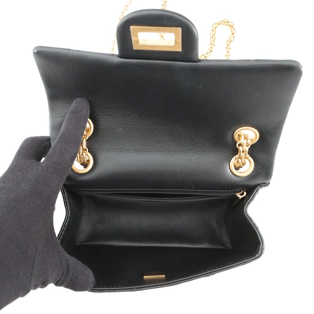 Chanel Chain Shoulder Bag Quilted 2.55 Mini Leather Black — view 6