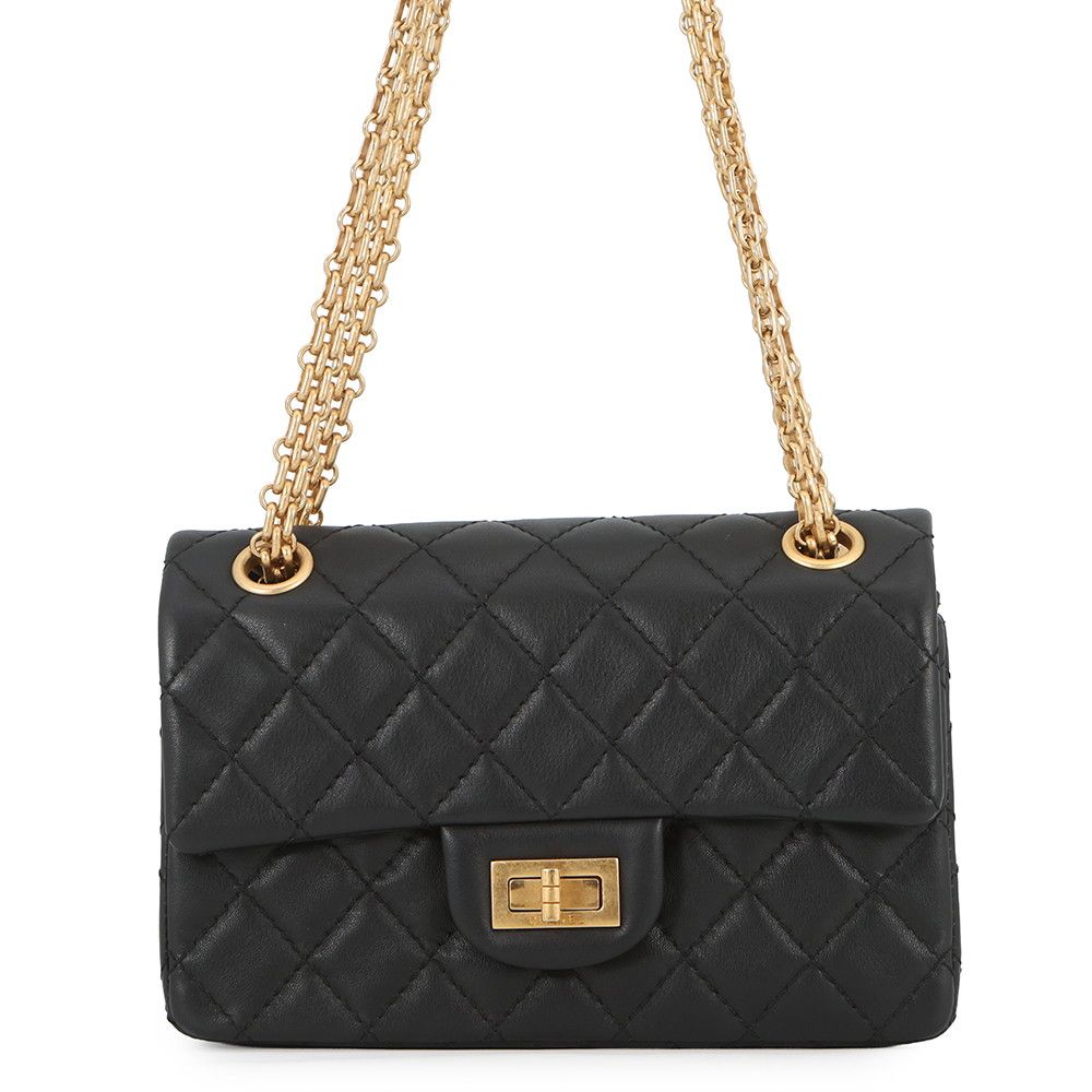 Chanel Chain Shoulder Bag Quilted 2.55 Mini Leather Black