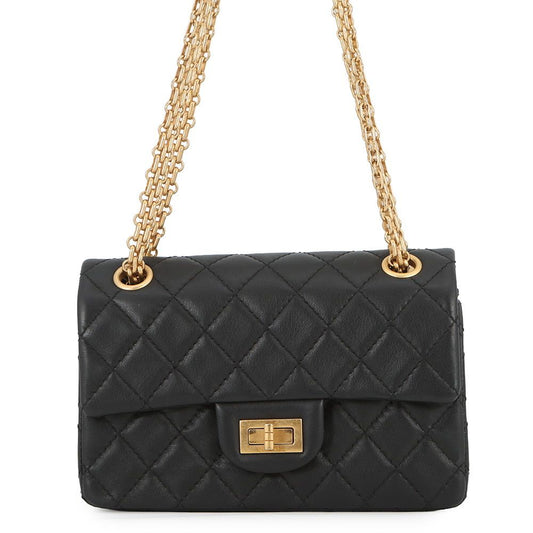 Chanel Chain Shoulder Bag Quilted 2.55 Mini Leather Black