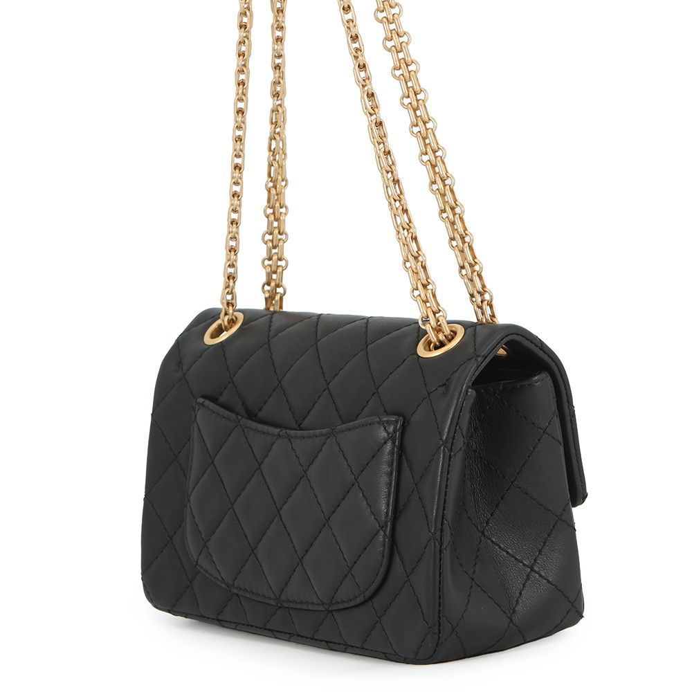 Chanel Chain Shoulder Bag Quilted 2.55 Mini Leather Black — view 2