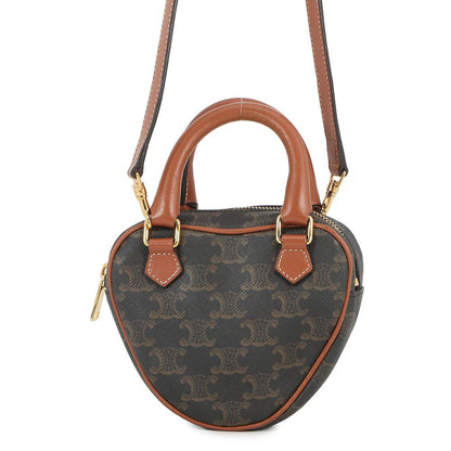 Celine Handbag Triomphe Heart Leather Bag Brown
