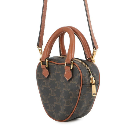 Celine Handbag Triomphe Heart Leather Bag Brown — view 2
