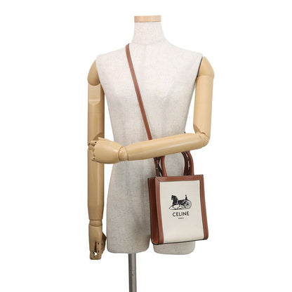Celine Handbag Mini Vertical Cabas Carriage Canvas Leather Bag — view 5