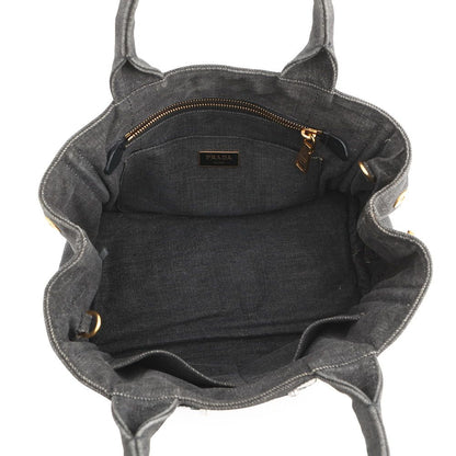 Prada Tote Canapa Robot Denim Leather Black — view 6