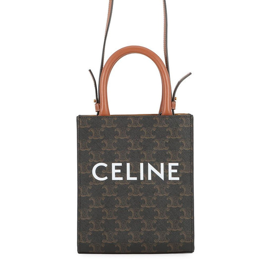 Celine Handbag Triomphe Mini Vertical Cover Leather Bag Brown