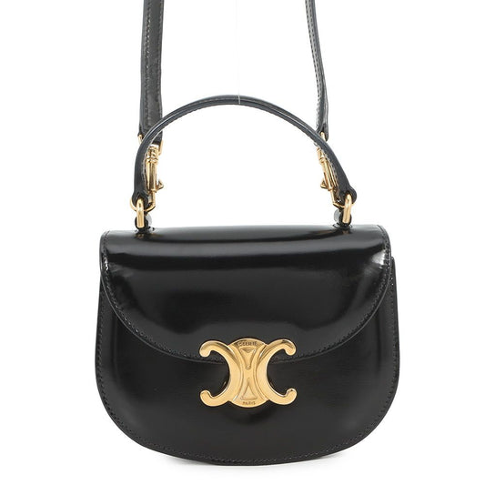 Celine Triomphe Mini Besace Calf Leather Mini Bag 2-Way Shoulder Black