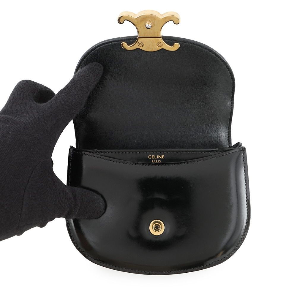 Celine Triomphe Mini Besace Calf Leather Mini Bag 2-Way Shoulder Black — view 6