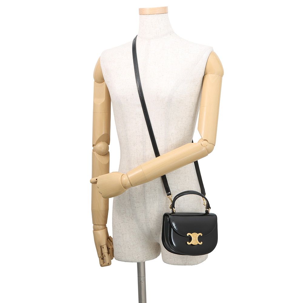 Celine Triomphe Mini Besace Calf Leather Mini Bag 2-Way Shoulder Black — view 4