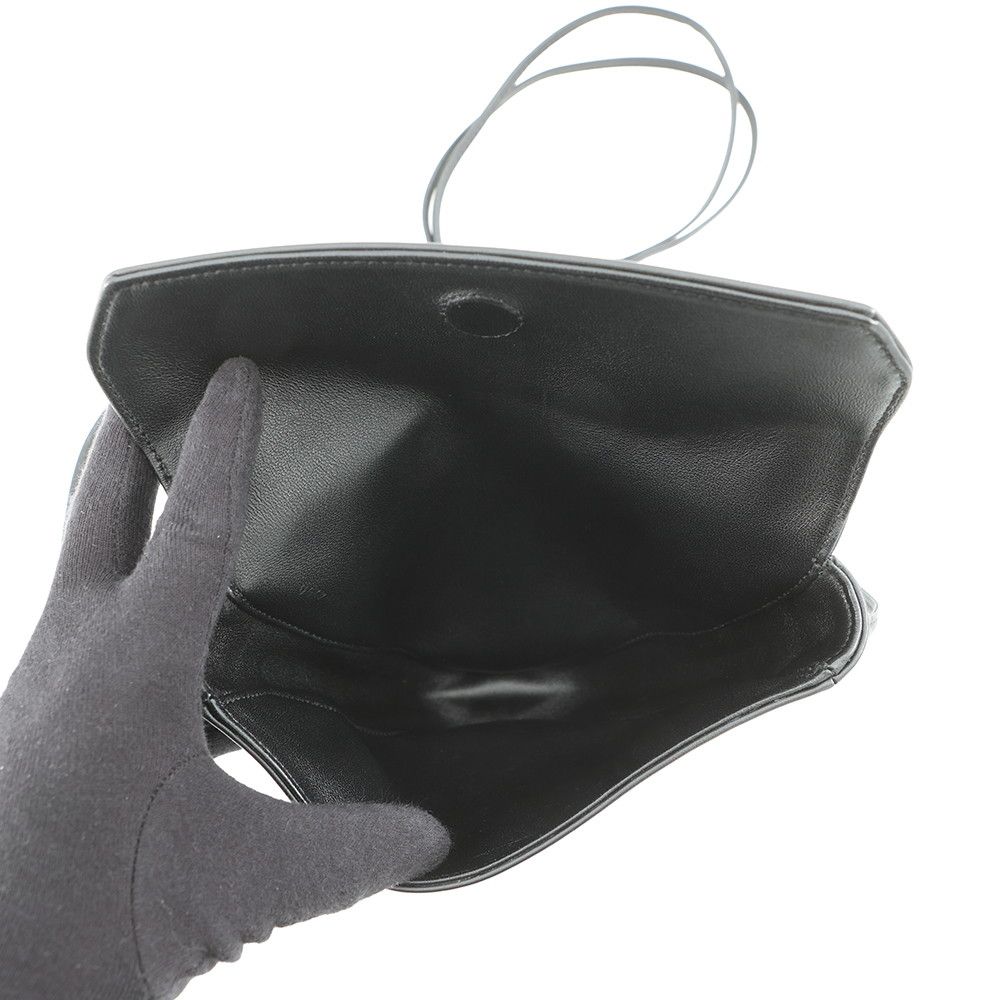 Celine Shoulder Bag Triangle Logo Leather Pochette Black White — view 5