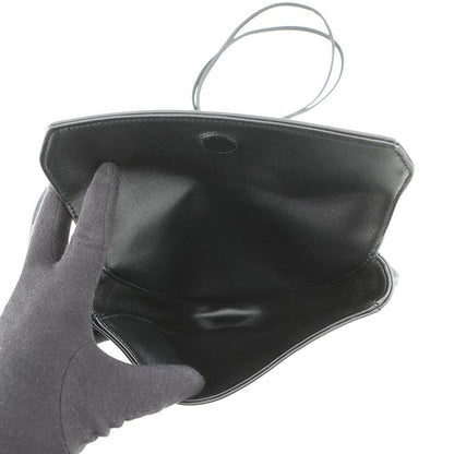 Celine Shoulder Bag Triangle Logo Leather Pochette Black White — view 5