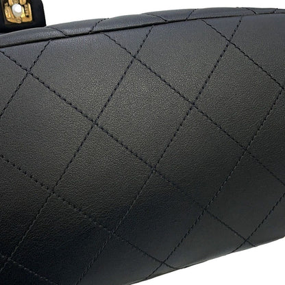 Chanel CC Logo Quilted Backpack Calf Leather Black — view 7