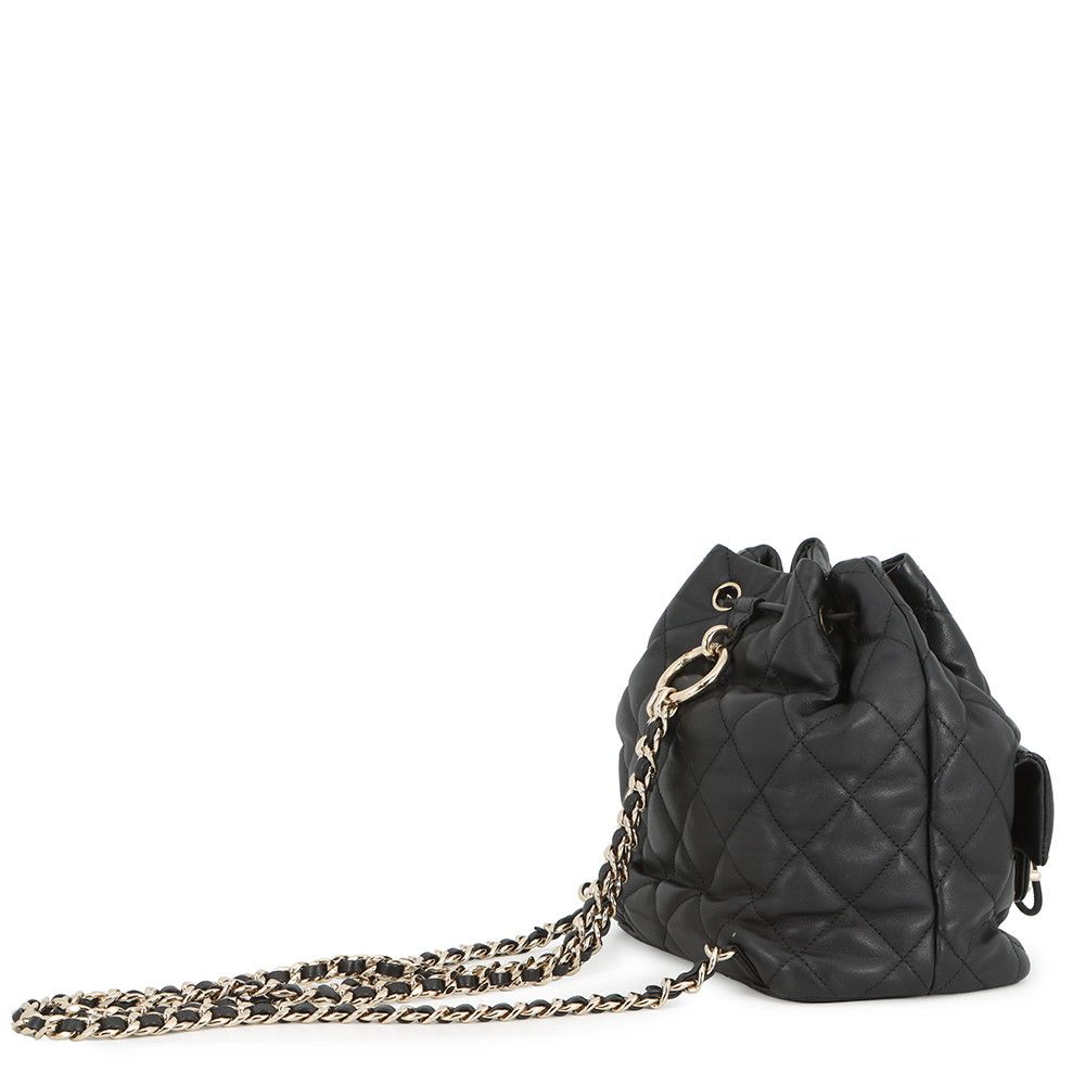 Chanel CC Logo Quilted Backpack Calf Leather Black — view 2