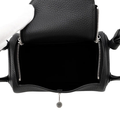 Hermes Lindy Mini Black Silver Taurillon Clemence 2-Way Handbag — view 5