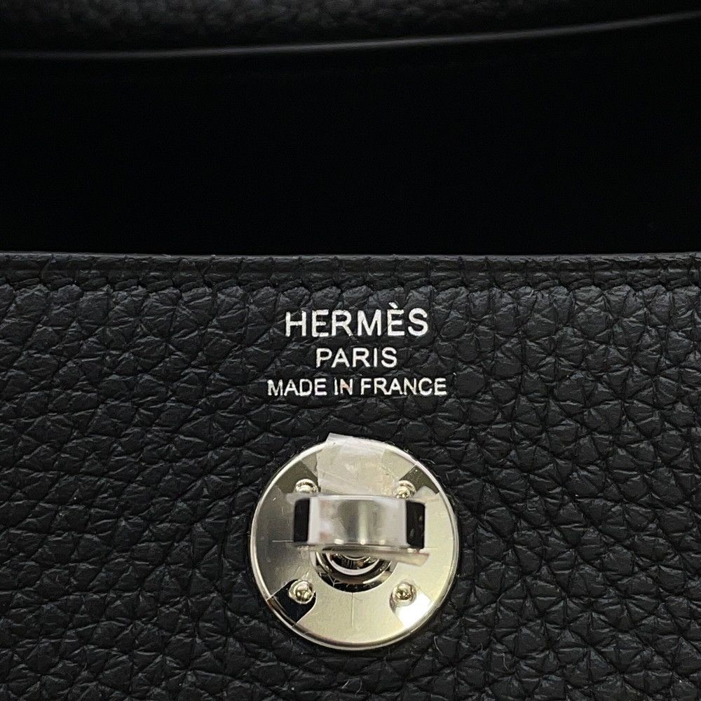 Hermes Lindy Mini Black Silver Taurillon Clemence 2-Way Handbag — view 6