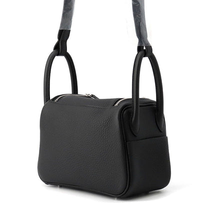 Hermes Lindy Mini Black Silver Taurillon Clemence 2-Way Handbag — view 2