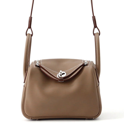 Hermes Lindy Mini Etoupe Silver Swift 2-Way Shoulder Bag
