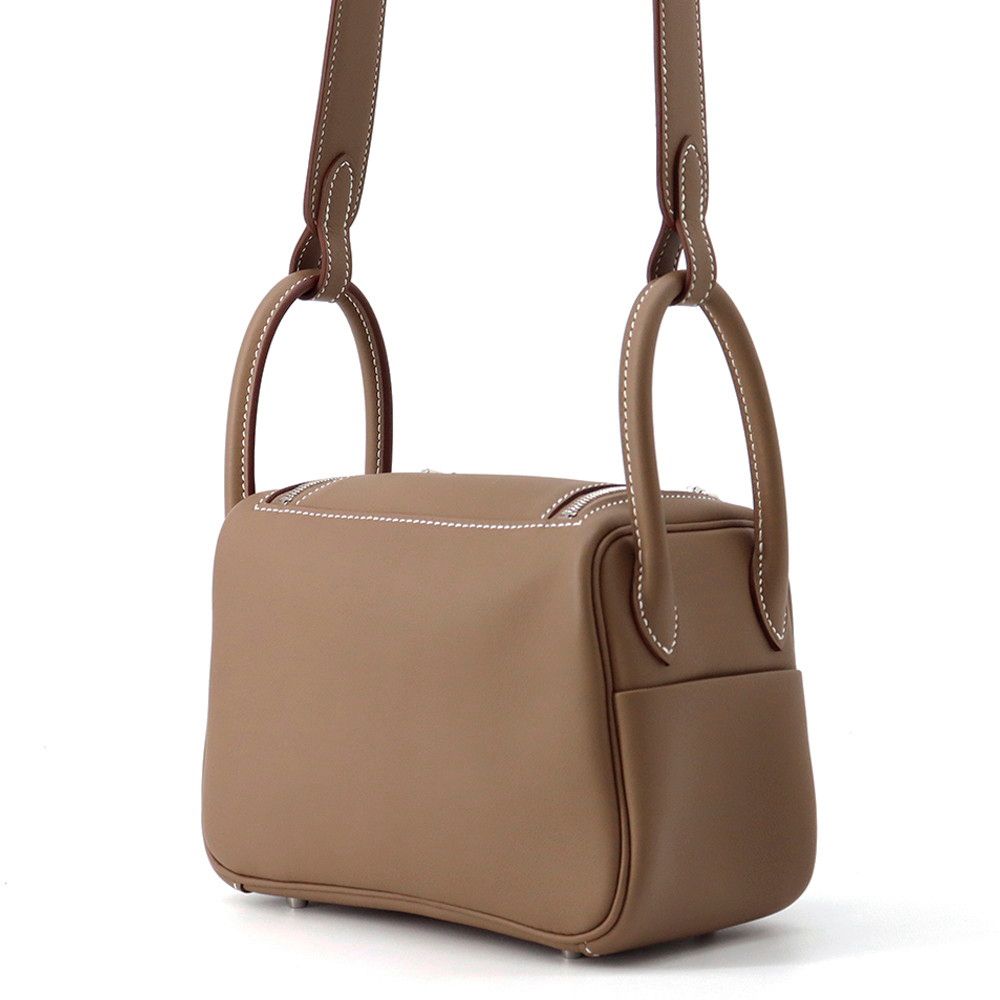 Hermes Lindy Mini Etoupe Silver Swift 2-Way Shoulder Bag — view 2