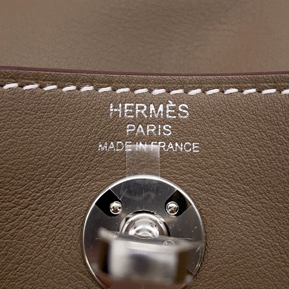 Hermes Lindy Mini Etoupe Silver Swift 2-Way Shoulder Bag — view 8