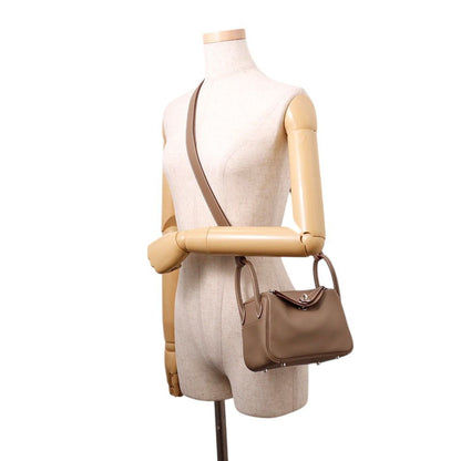 Hermes Lindy Mini Etoupe Silver Swift 2-Way Shoulder Bag — view 4