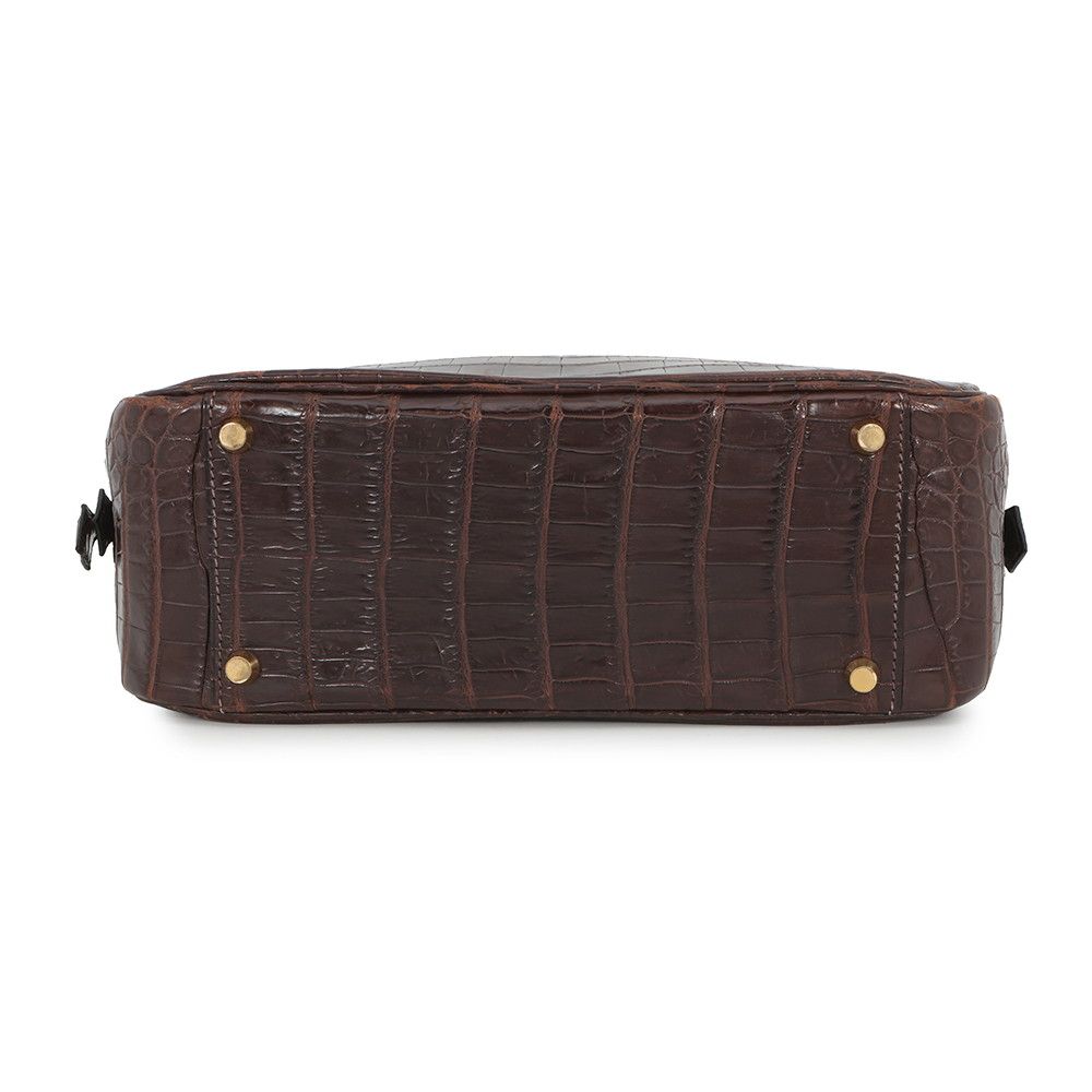 Hermes Handbag Plume 28 Ebene Gold Niloticus Matte Bag — view 3