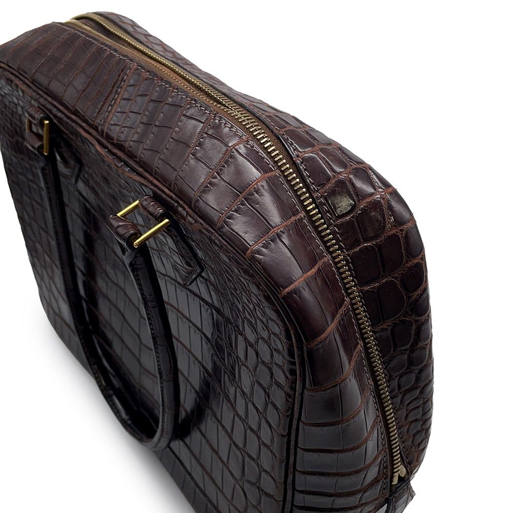 Hermes Handbag Plume 28 Ebene Gold Niloticus Matte Bag — view 6