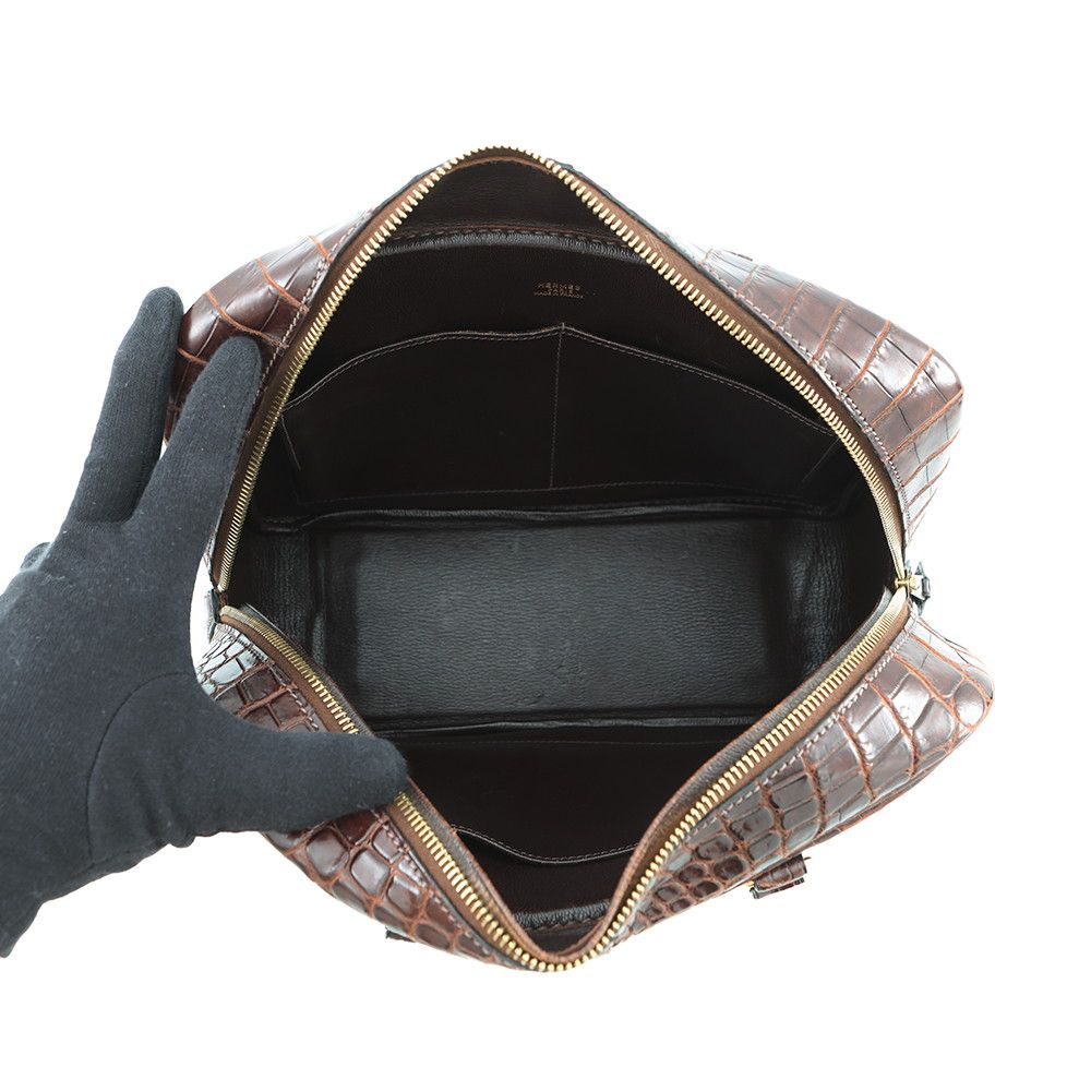 Hermes Handbag Plume 28 Ebene Gold Niloticus Matte Bag — view 5