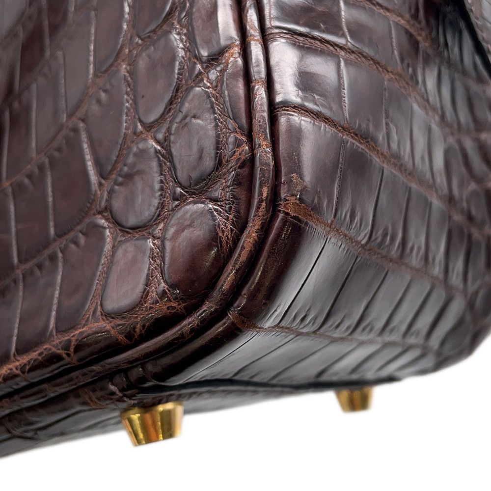 Hermes Handbag Plume 28 Ebene Gold Niloticus Matte Bag — view 7
