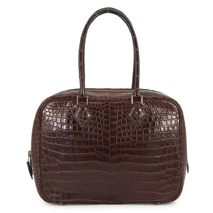 Hermes Handbag Plume 28 Ebene Gold Niloticus Matte Bag