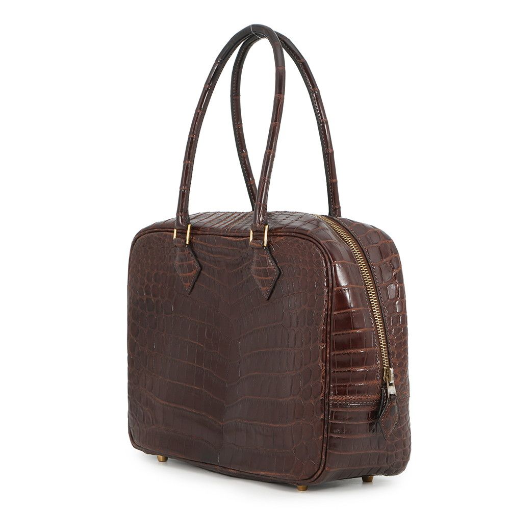 Hermes Handbag Plume 28 Ebene Gold Niloticus Matte Bag — view 2