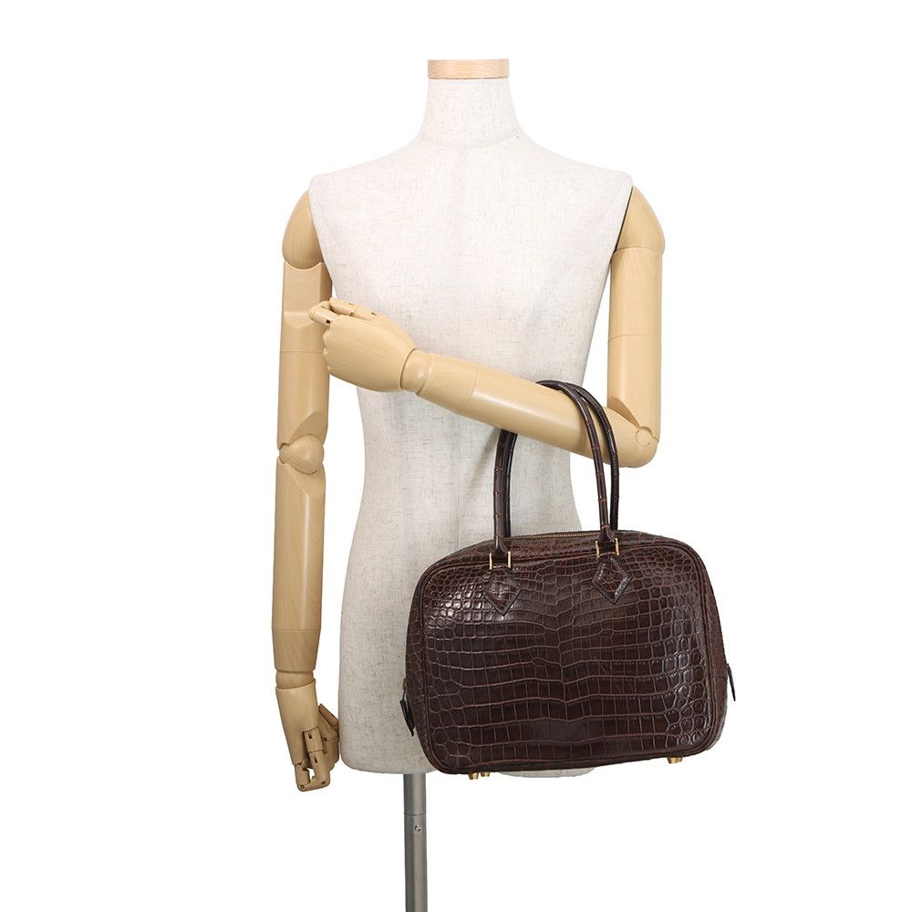 Hermes Handbag Plume 28 Ebene Gold Niloticus Matte Bag — view 4