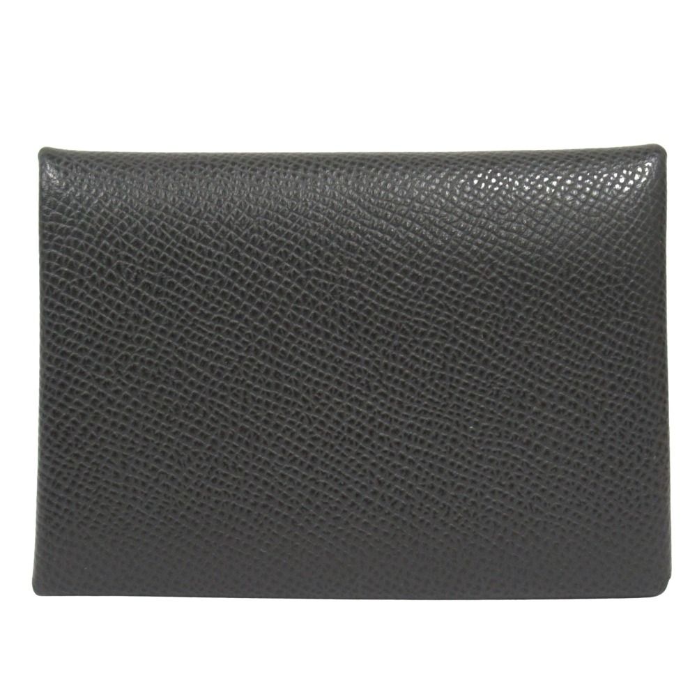 Hermes Calvi Duo Wallet Bifold Compact Epsom Leather Graphite Gray