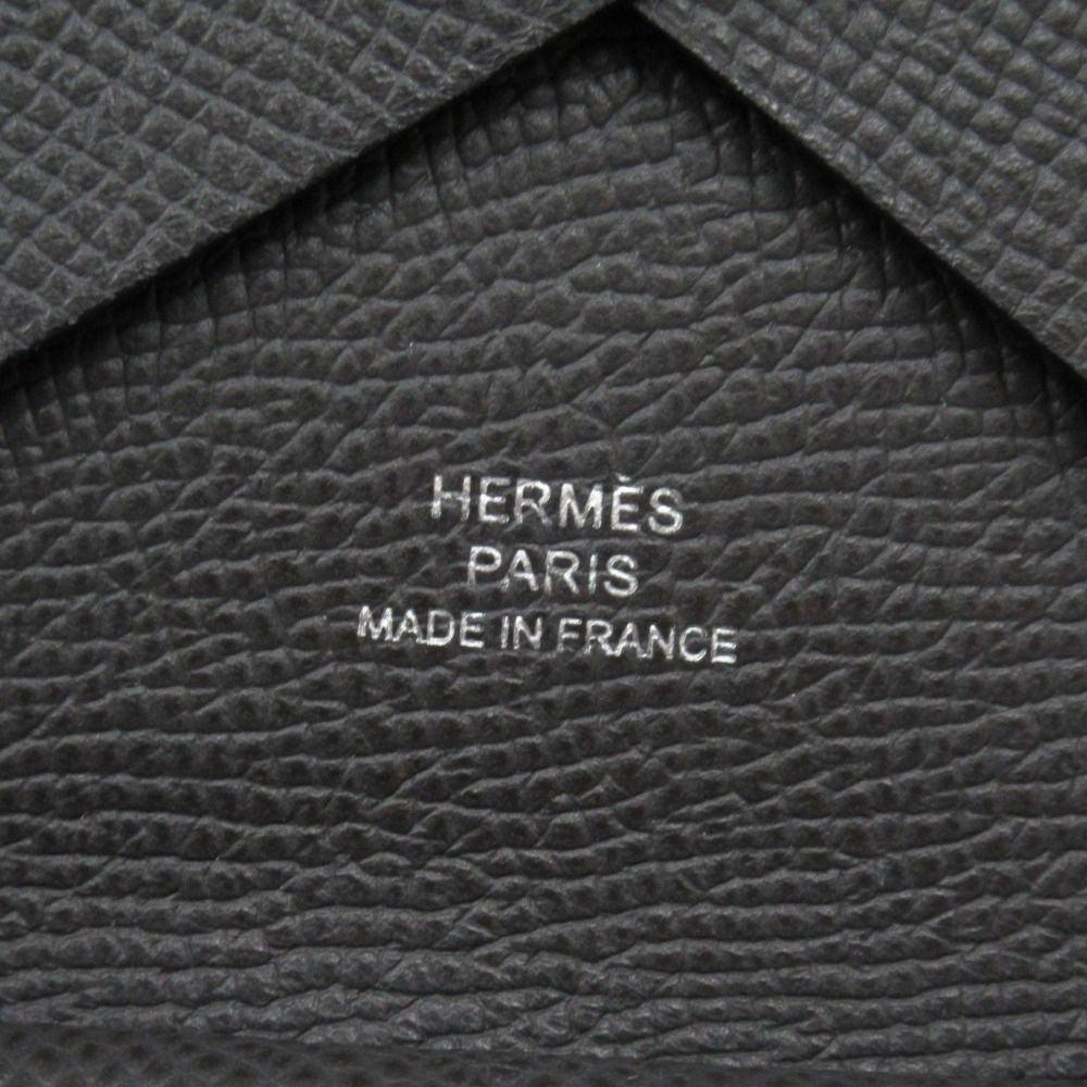 Hermes Calvi Duo Wallet Bifold Compact Epsom Leather Graphite Gray — view 7