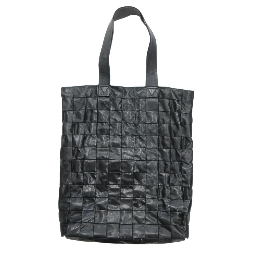 Bottega Veneta Leather Cassette Maxi Intrecciato Tote Black