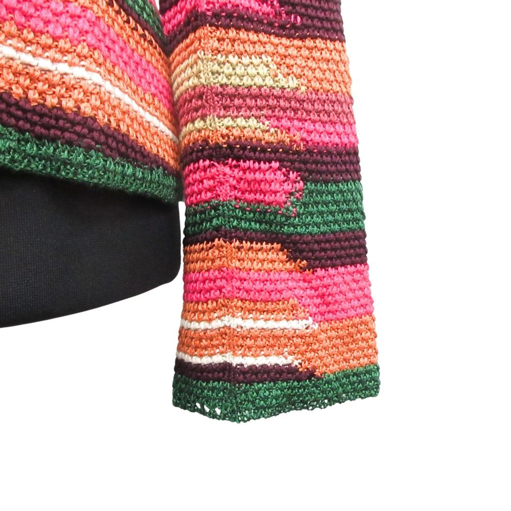 Dior Linen Cotton Knit Double Jacket Blue Cardigan Pink Multi — view 7