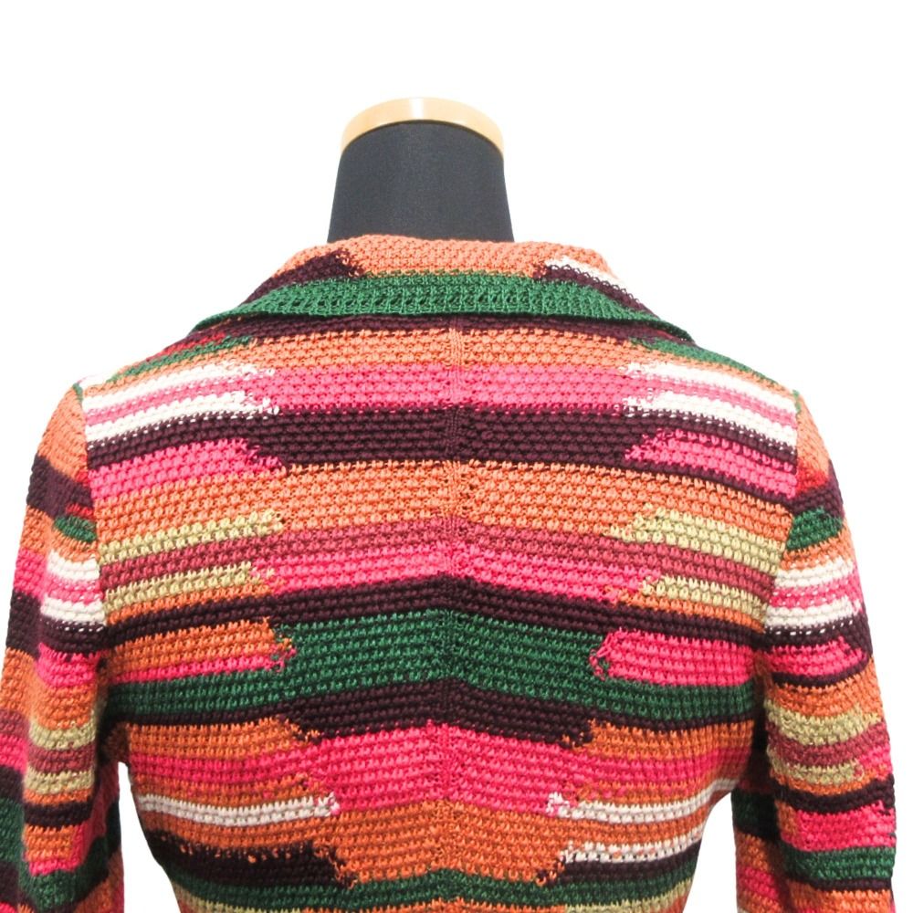 Dior Linen Cotton Knit Double Jacket Blue Cardigan Pink Multi — view 6