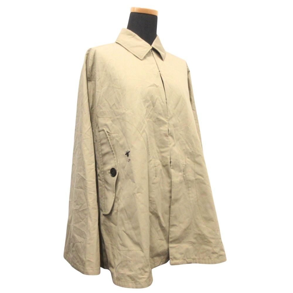 Dior Poncho Cape Coat Jacket Logo Embroidery S Beige — view 2