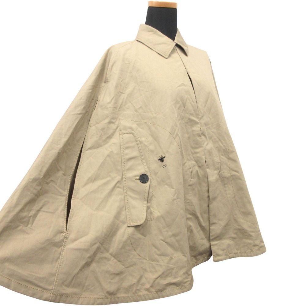Dior Poncho Cape Coat Jacket Logo Embroidery S Beige — view 8